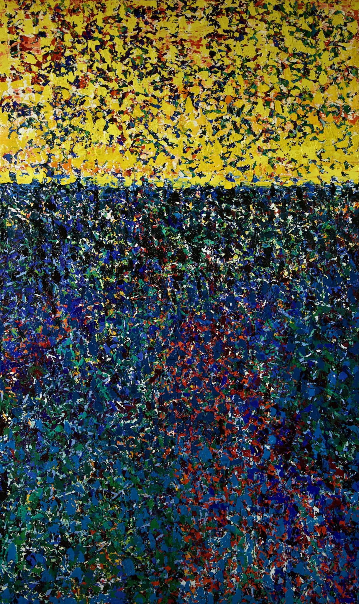 valley view blue yellow - oil painting