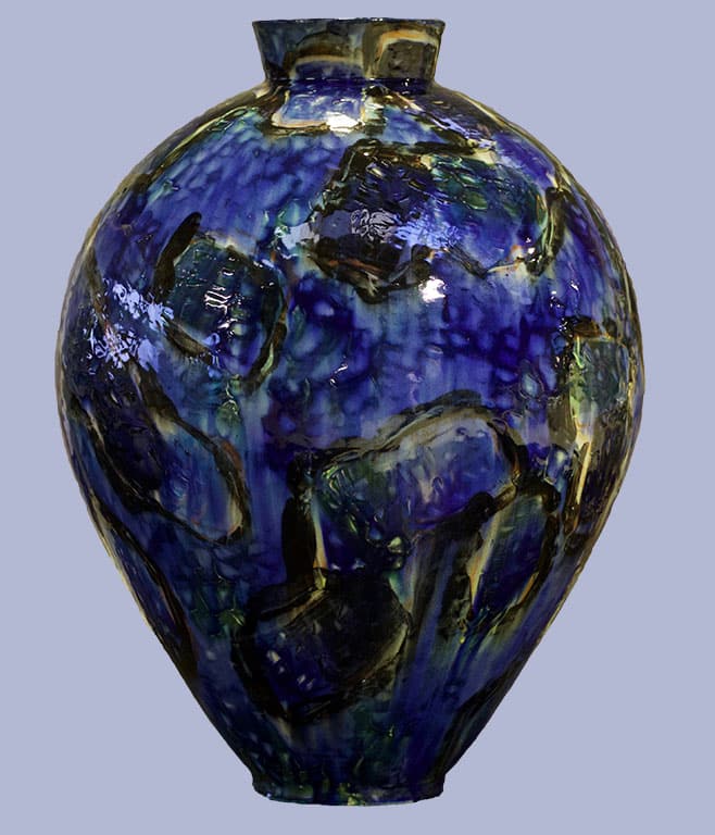 blue ceramic vase stoneware