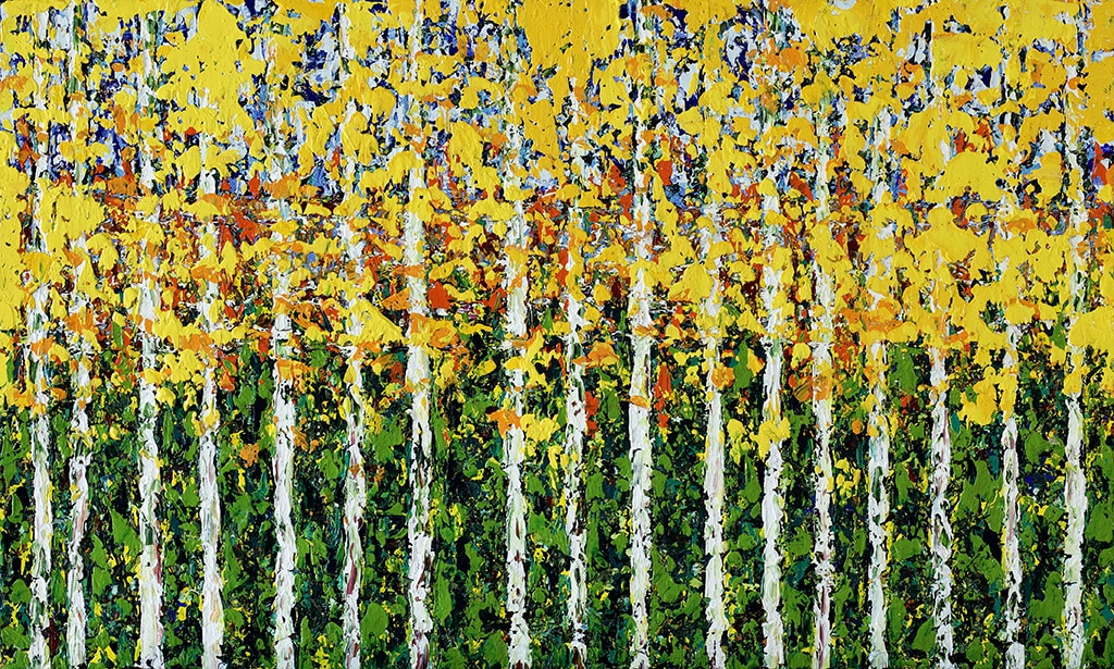 oil on canvas La cañada del pino II - 60 x 100 cm Pine grove or birch forest. Nature inspiration