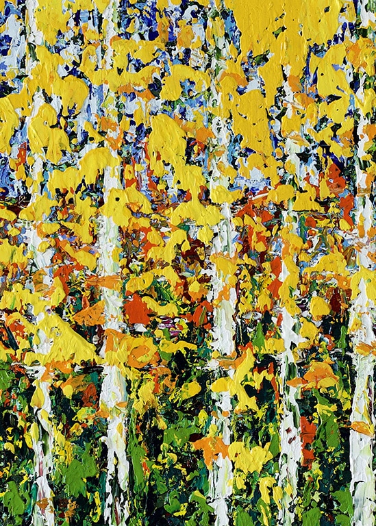 oil on canvas La cañada del pino II - Pine grove or birch forest. Nature inspiration